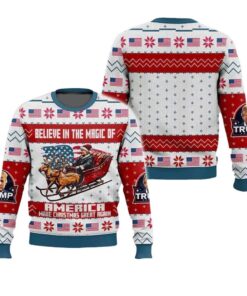 Alternative view of Trump Believe In The Magic Of America Make Christmas Great Again Ugly Christmas Sweater