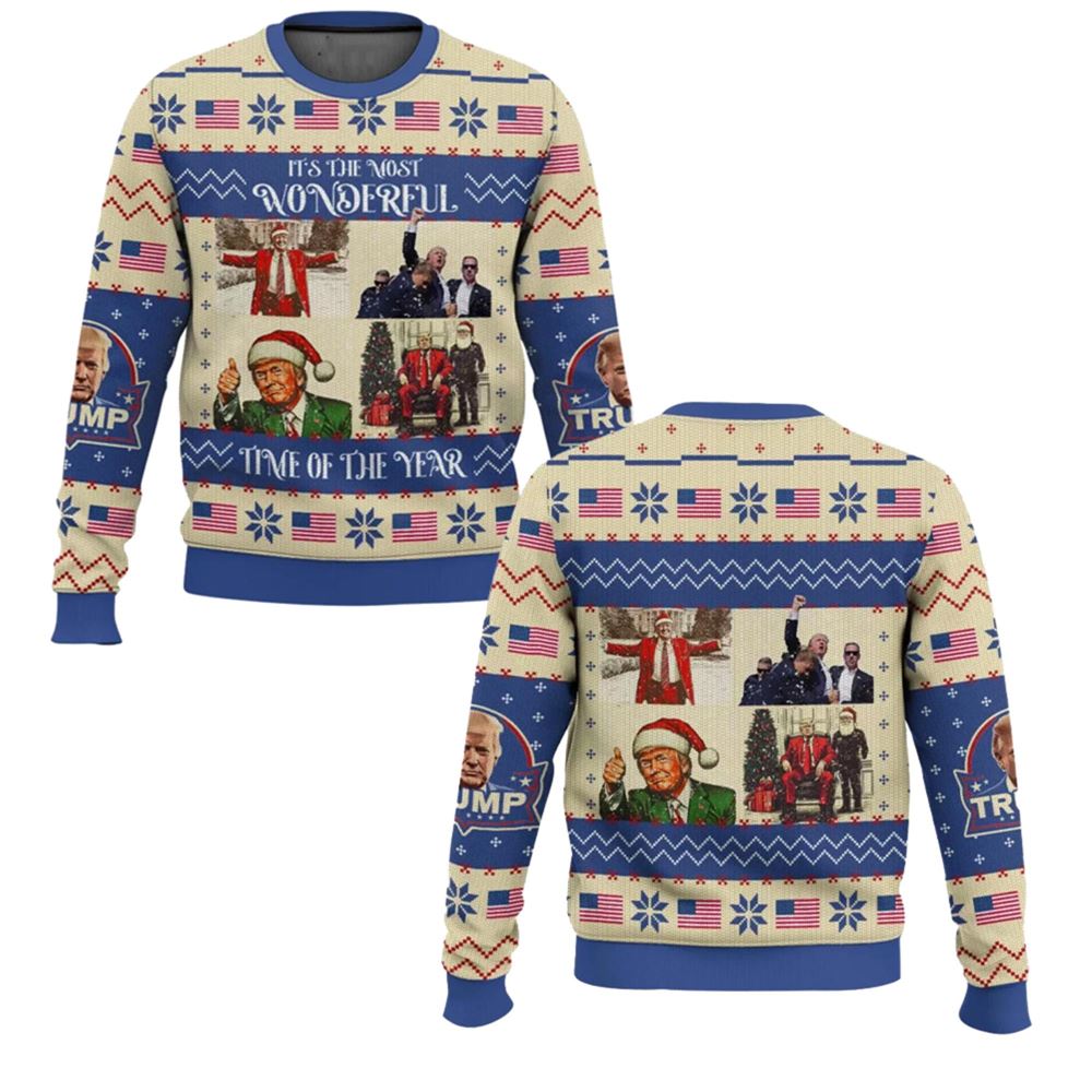 Trump Christmas It's The Most Eonderful Time Of The Year Ugly Sweater - Grishko.com