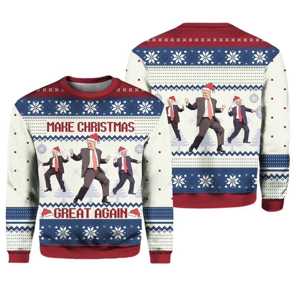 Trump Dance Make Christmas Great Again Ugly Christmas Sweater - Grishko.com