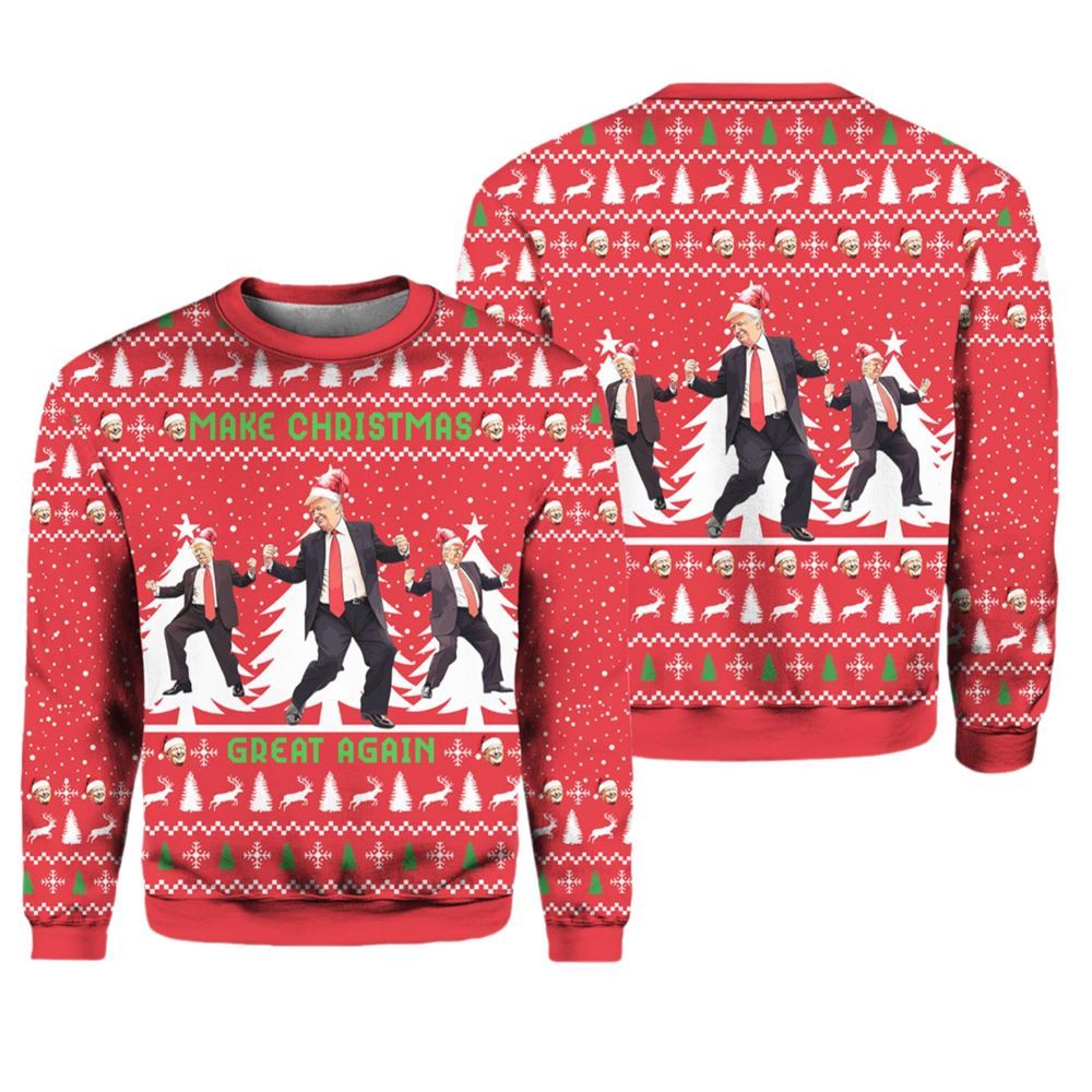 Trump Dancing Make Christmas Great Again Ugly Christmas Sweater - Grishko.com