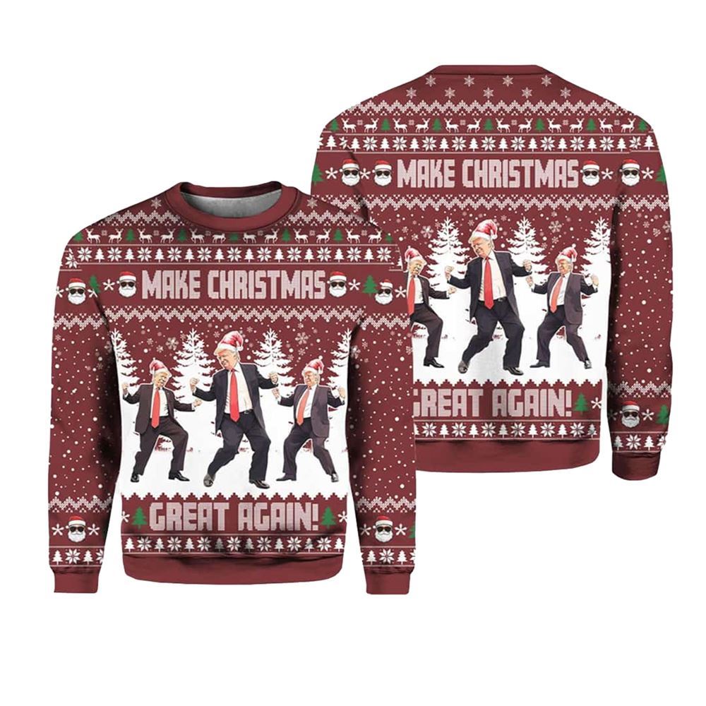 Trump Dancing Make Christmas Great Again Ugly Sweater - Grishko.com