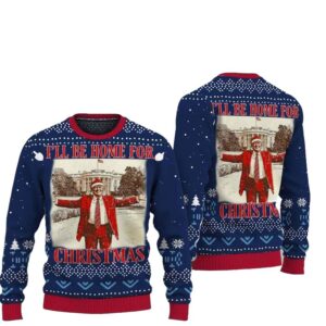 Alternative view of Trump I'll Be Home for Christmas Ugly Christmas Sweater - Grishko.com
