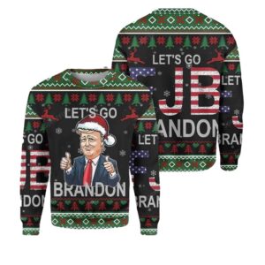 Trump Let's Go Brandon Let's Go FJB Branfon Ugly Christmas Sweater - Grishko.com