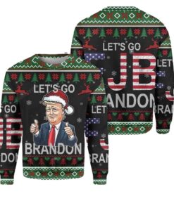 Alternative view of Trump Let's Go Brandon Let's Go FJB Branfon Ugly Christmas Sweater