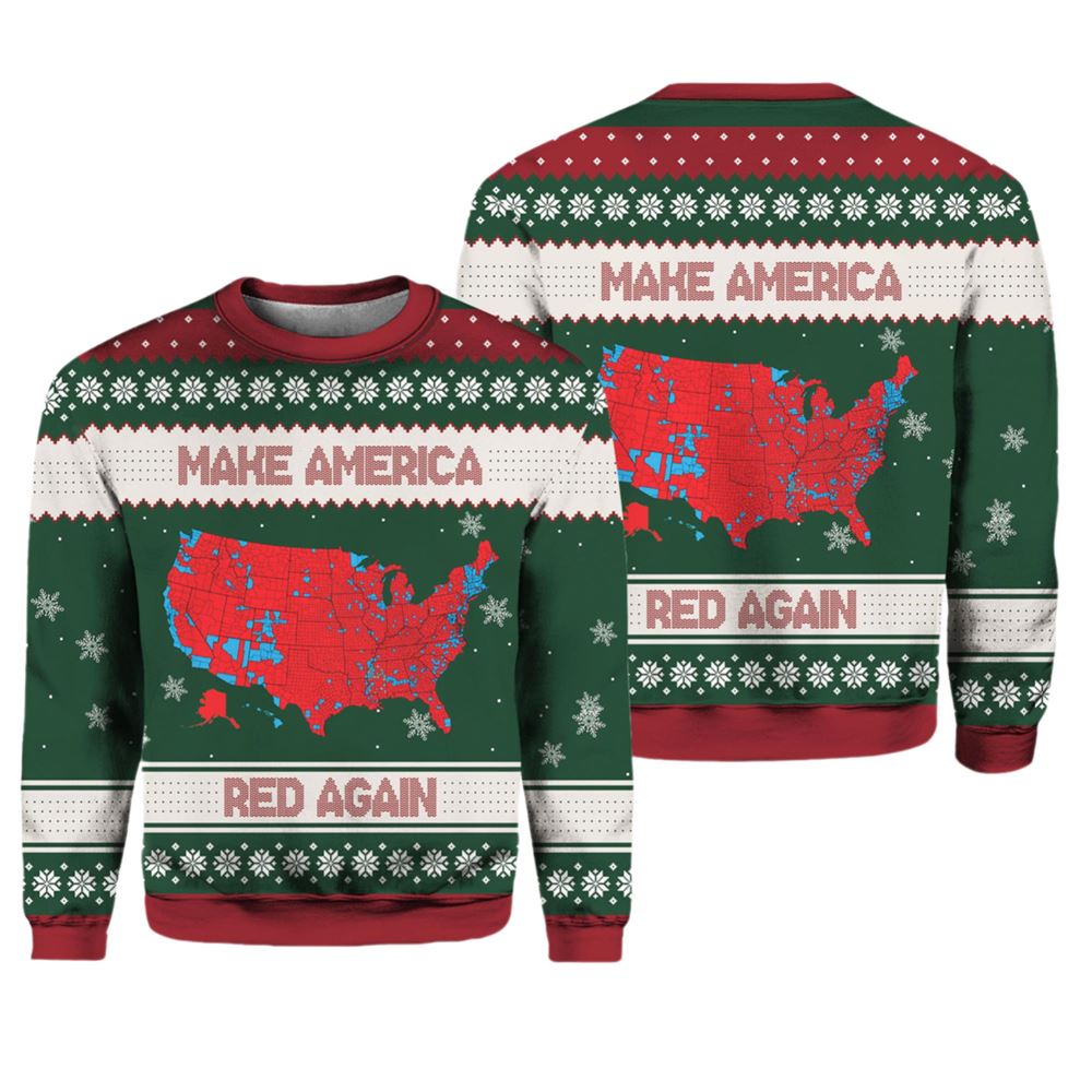 Trump Make America Red Again Ugly Christmas Sweater - Grishko.com
