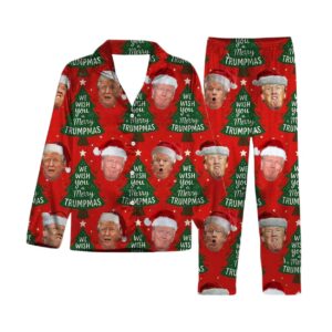Trump Santa Face We Wish You A Merry Trumpmas Pajamas