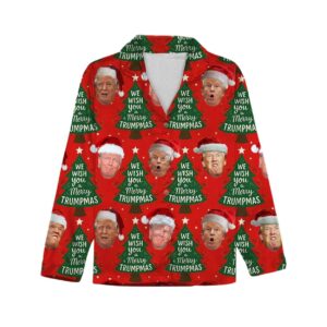 Alternative view of Trump Santa Face We Wish You A Merry Trumpmas Pajamas