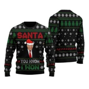 Trump Santa You Know I Won Ugly Christmas Sweater - Grishko.com