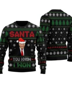 Alternative view of Trump Santa You Know I Won Ugly Christmas Sweater