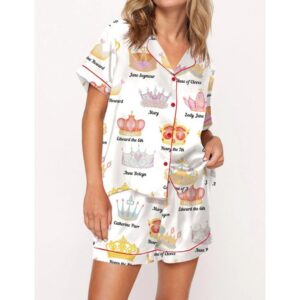 Tudor History Crowns Satin Pajama Set For Women