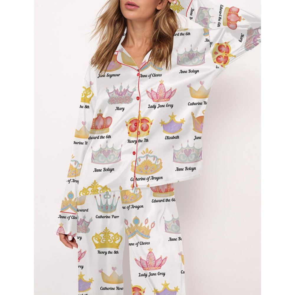 Alternative view of Tudor History Crowns Satin Pajama Set For Women