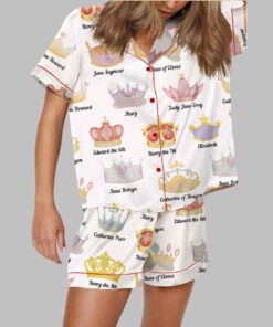 Tudor History Crowns Satin Pajama Set