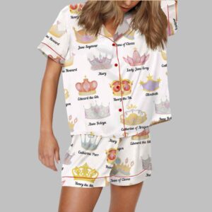 Tudor History Crowns Satin Pajama Set