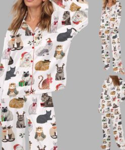 Alternative view of Twelve Cats Of Christmas Silky Satin Pajama Set