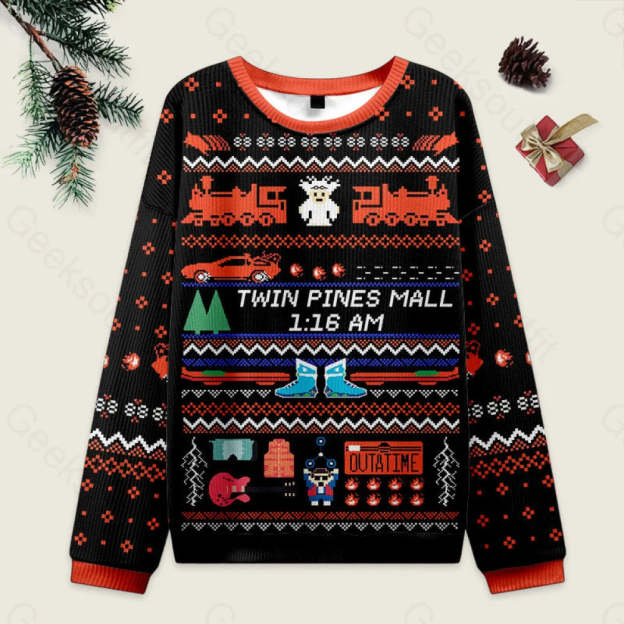 Twin Pines Mall Black Ugly Christmas Sweater Sweatshirt