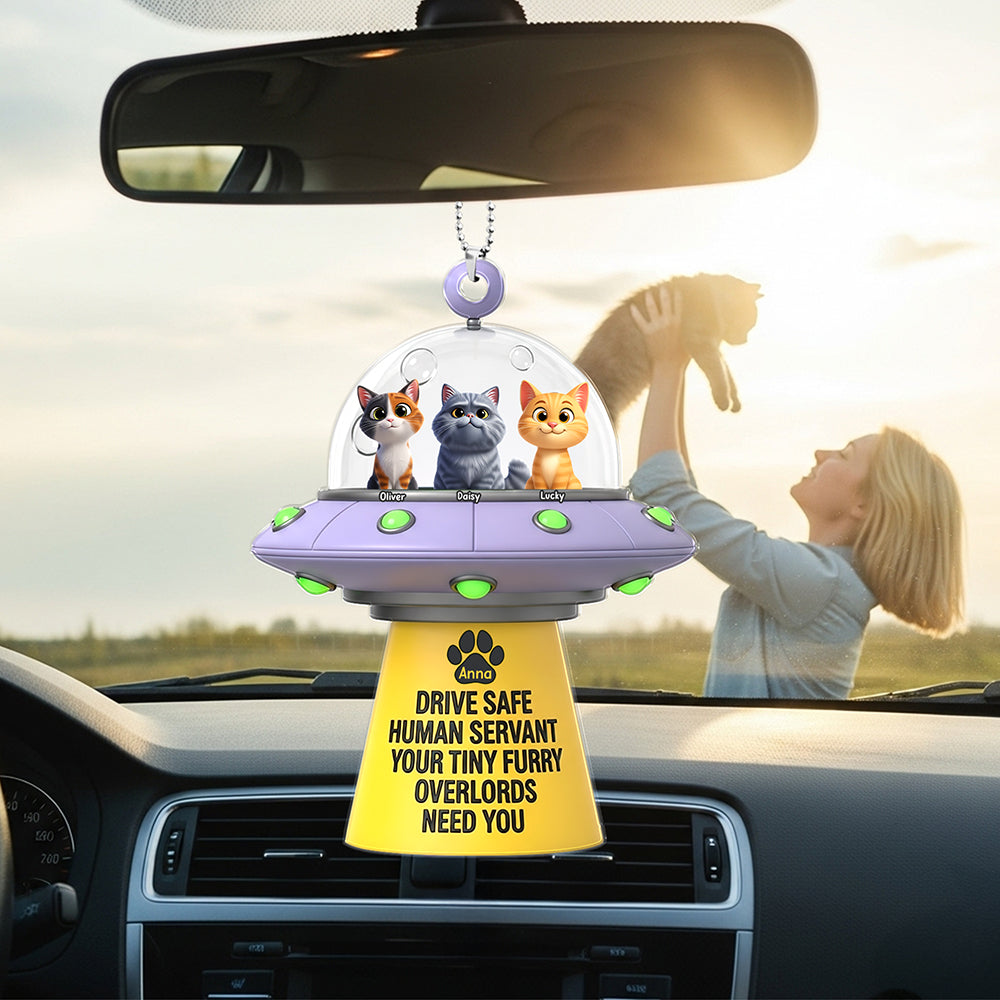 Alternative view of UFO Furry Overlords Car Ornament - Personalized Christmas Gifts For Cat Lovers 06tgqn280725