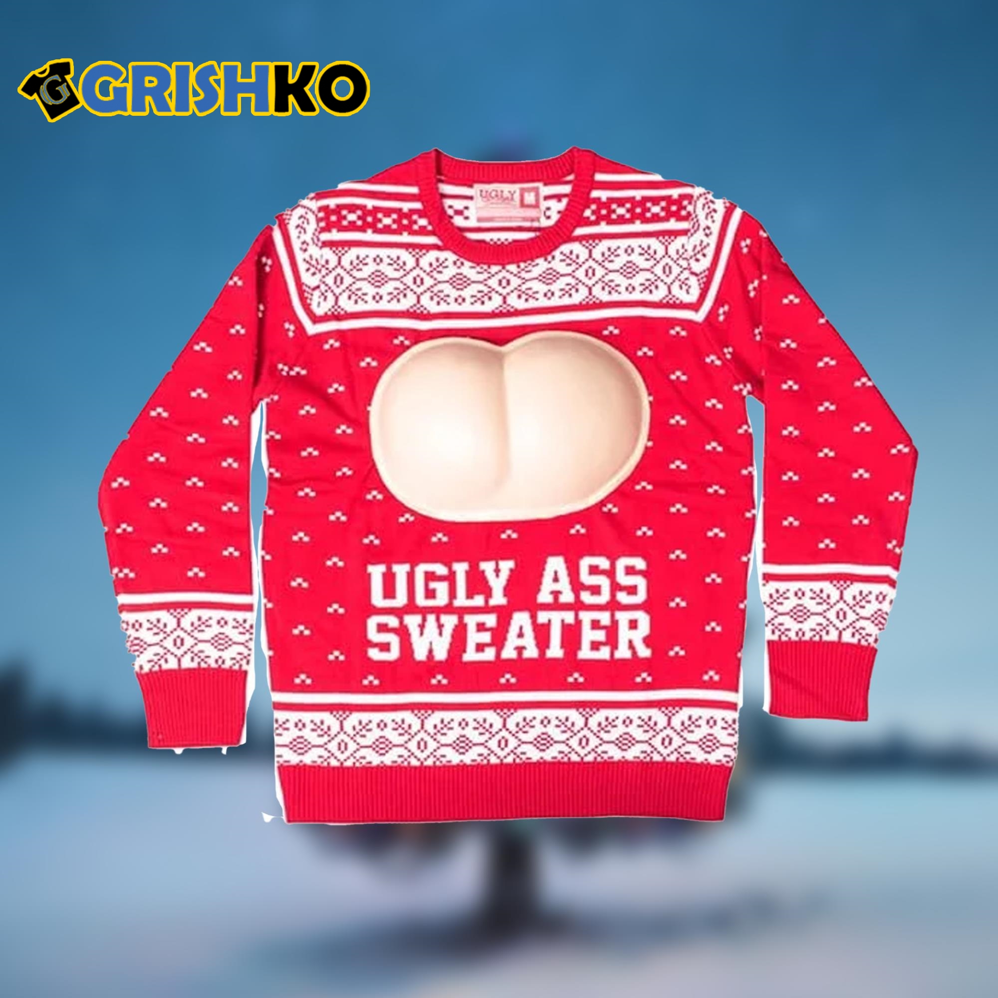 Ugly Ass Adult Funny Holiday Ugly Christmas Sweater - Grishko.com