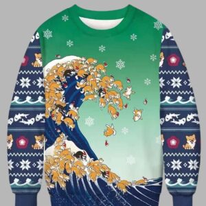 Ukiyo-e Shiba Inu Ugly Christmas Sweater - gullprint.com