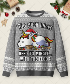 Unicorn Holiday Crash Ugly Christmas Fuzzy Fleece Sweatshirt