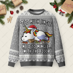 Unicorn Holiday Crash Ugly Christmas Fuzzy Fleece Sweatshirt