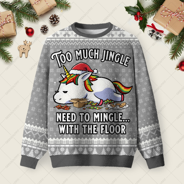 Unicorn Holiday Crash Ugly Christmas Fuzzy Fleece Sweatshirt