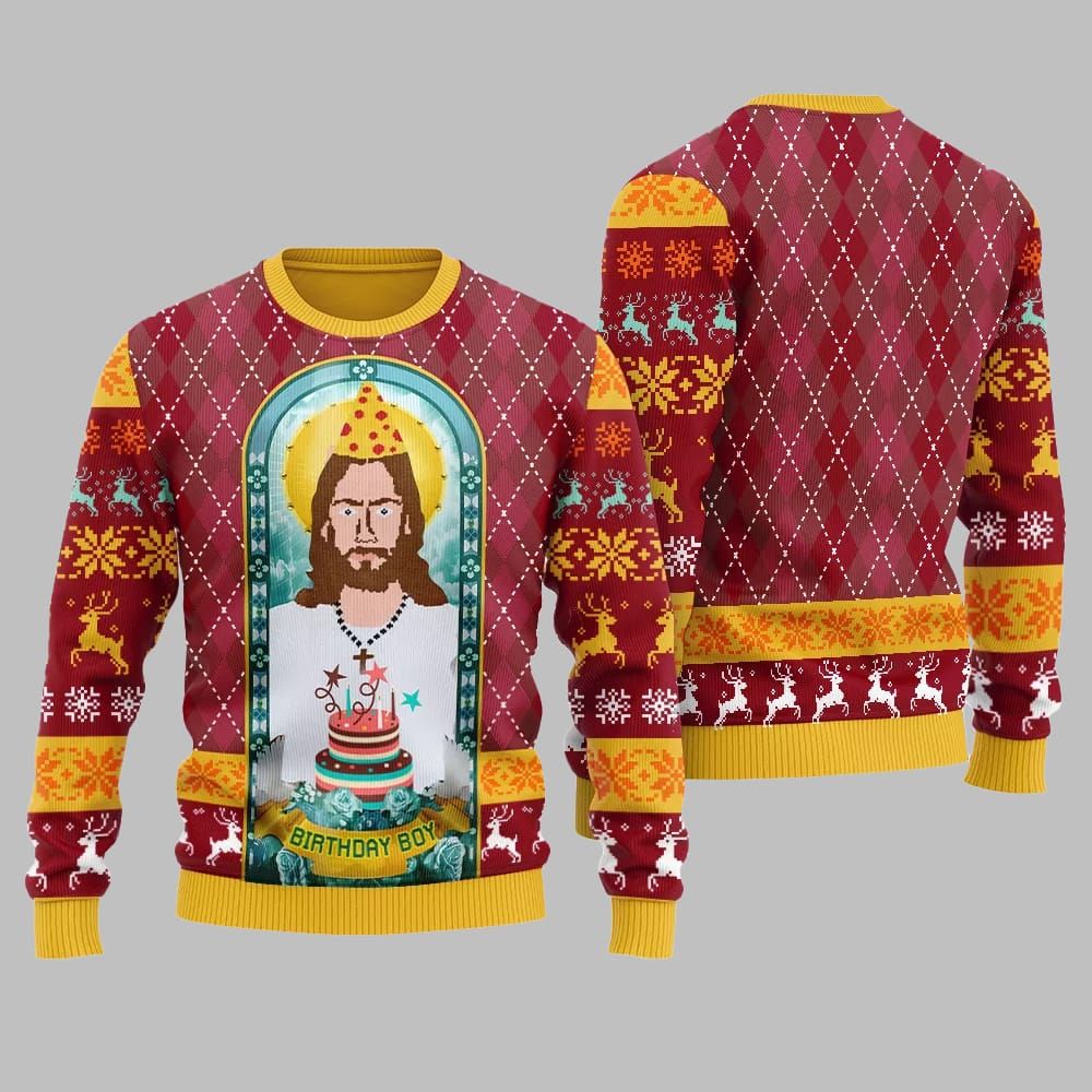 Unique Jesus Birthday Boy Ugly Sweater Christmas 2025 - Image 5