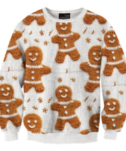 Unisex Christmas Gingerbread Man Printed Ugly Christmas Sweater