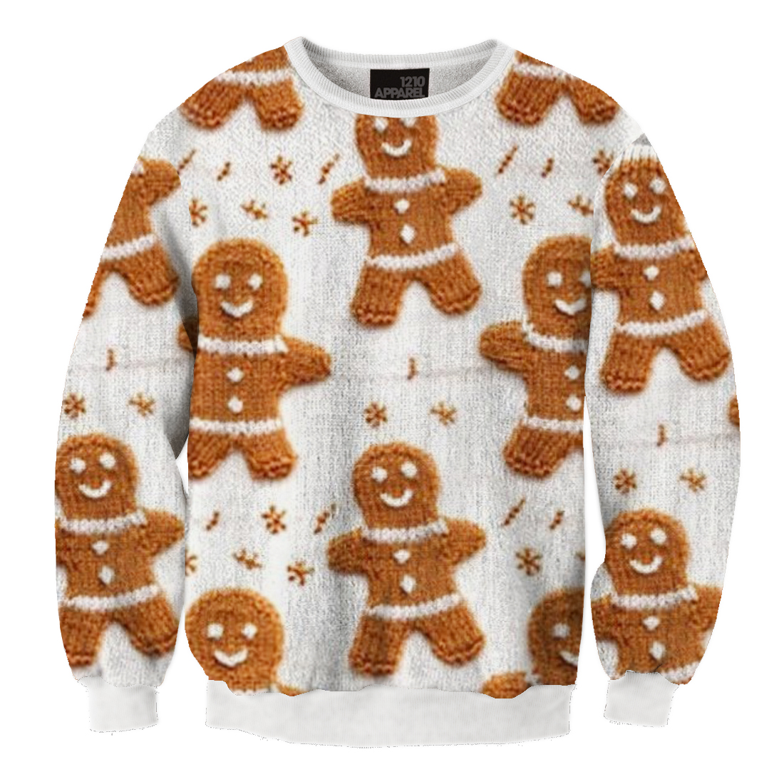 Unisex Christmas Gingerbread Man Printed Ugly Christmas Sweater - Grishko.com