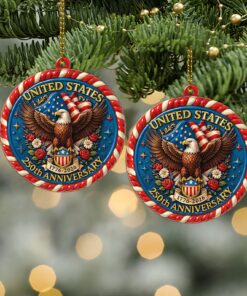 Alternative view of United States 250 Years Anniversary Acrylic Ornament | 1776-2026 Patriotic Christmas Ornament