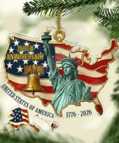 United States 250 Years Anniversary Acrylic Ornament | Patriotic 1776-2026 Christmas Ornament
