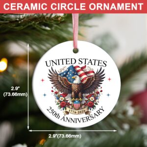 Alternative view of United States 250 Years Anniversary Ceramic Ornament | Patriotic 1776â€“2026 4th of July Christmas Decor 683330