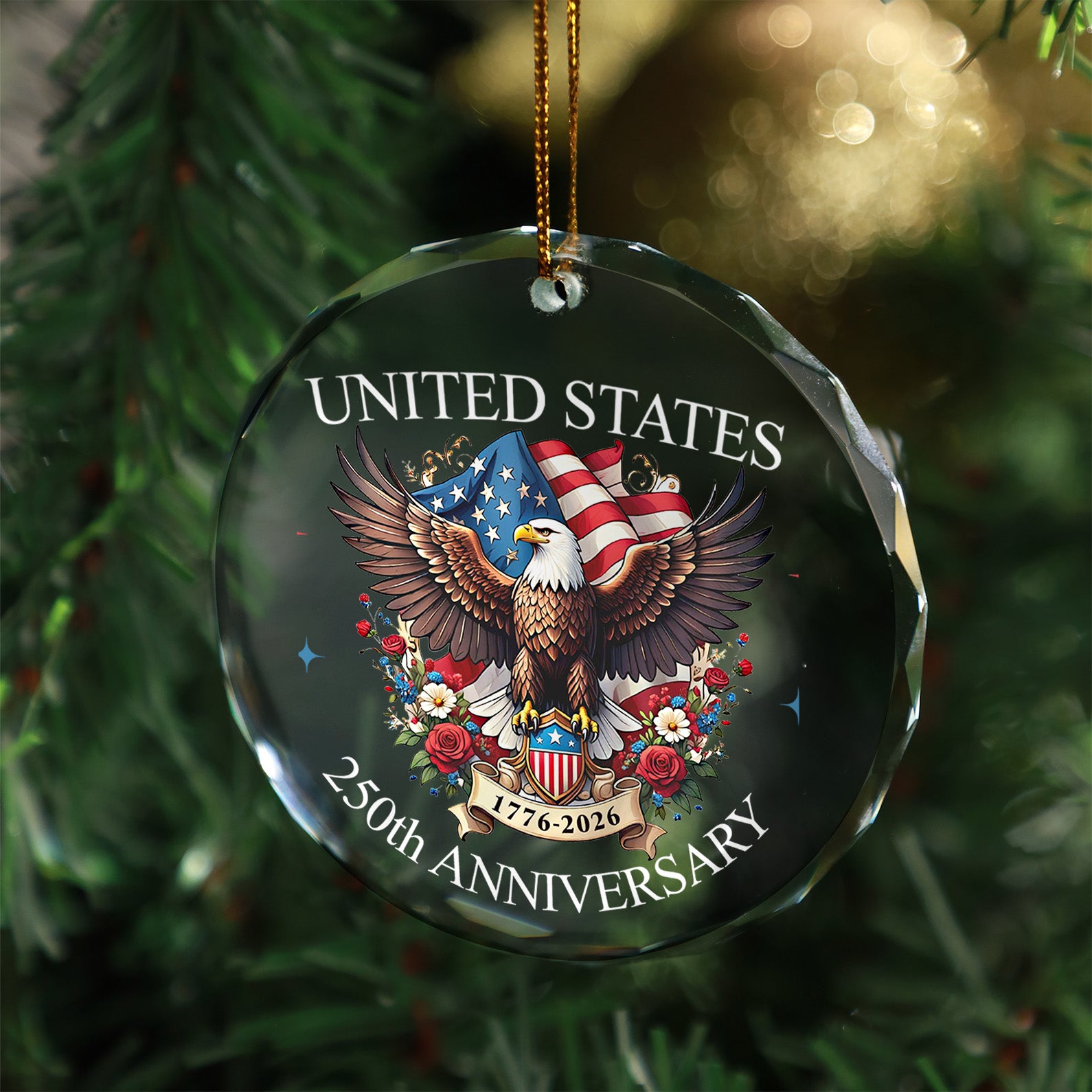 United States 250 Years Anniversary Glass Ornament | Patriotic 1776–2026 Christmas Ornament Decoration 683330 - Image 3