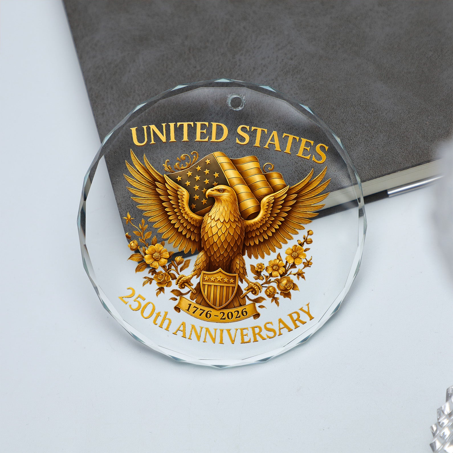 United States 250 Years Anniversary Glass Ornament | Patriotic 4th of July 1776–2026 Christmas Ornament 683407 - Image 4