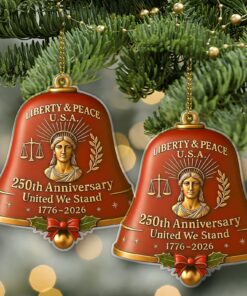 Alternative view of United States 250th Anniversary Bell Acrylic Ornament | America 250th Anniversary Ornament | Ornament Christmas Decor