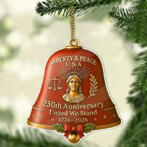 United States 250th Anniversary Bell Acrylic Ornament | America 250th Anniversary Ornament | Ornament Christmas Decor 683295