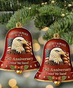 Alternative view of United States 250th Anniversary Bell Acrylic Ornament | America 250th Anniversary Ornament | US Eagle Ornament Christmas Decor