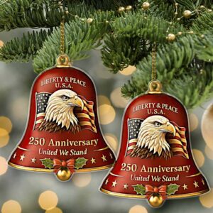 Alternative view of United States 250th Anniversary Bell Acrylic Ornament | America 250th Anniversary Ornament | US Eagle Ornament Christmas Decor 683294