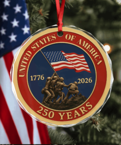 United States Of America 1776 - 2026 250 Years Glass Ornament