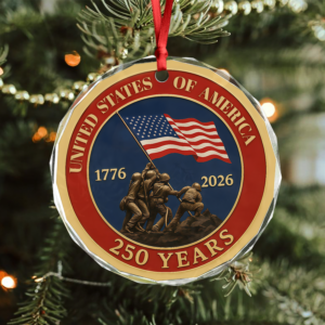 Alternative view of United States Of America 1776 - 2026 250 Years Glass Ornament HA75 898106