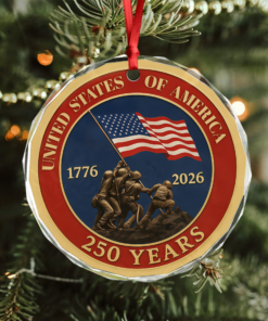 Alternative view of United States Of America 1776 - 2026 250 Years Glass Ornament