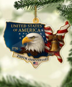 United States of America 250 Years Acrylic Ornament, 250th Anniversary 1776-2026 Christmas Ornament