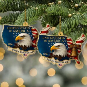 Alternative view of United States of America 250 Years Acrylic Ornament, 250th Anniversary 1776â€“2026 Christmas Ornament 683127