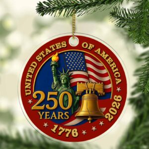 United States of America 250 Years Acrylic Ornament | Happy 250th Birthday USA | Patriotic 4th of July Acrylic Ornament for Christmas Decor 682733