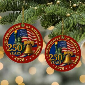 Alternative view of United States of America 250 Years Acrylic Ornament | Happy 250th Birthday USA | Patriotic 4th of July Acrylic Ornament for Christmas Decor 682733