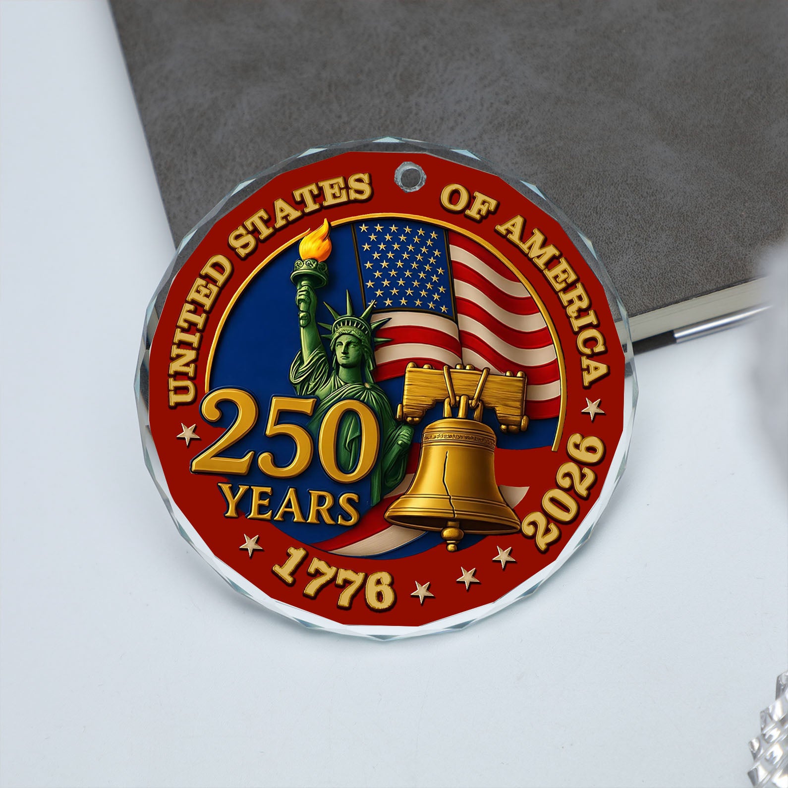 United States of America 250 Years Glass Ornament | America Anniversary | Happy 250th Birthday USA | Patriotic 4th Of July Glass Ornament For Christmas Decor 682733 - Image 5