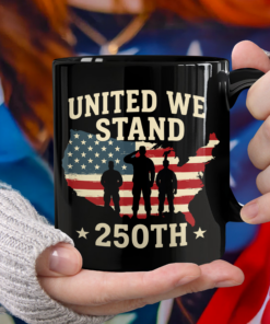 United We Stand 250th Anniversary USA Veteran Black Mug