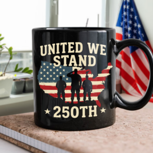 Alternative view of United We Stand 250th Anniversary USA Veteran Black Mug HA75 897306