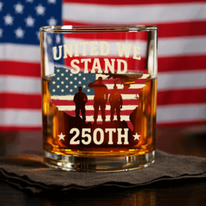 United We Stand 250th Anniversary USA Veteran Whiskey Glass HA75 897310