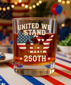 Alternative view of United We Stand 250th Anniversary USA Veteran Whiskey Glass