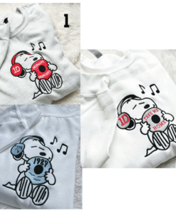 Snoopy Custom Singer/Band And Song Embroidery Sweatshirt, Snoopy Loves Music Embroidery Hoodie